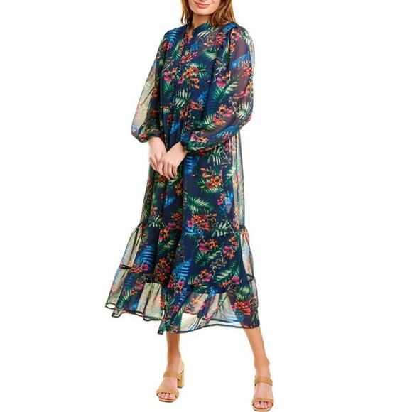 Anna Kay Dresses & Skirts - Anna Kay Rachel sheer navy floral print  dress